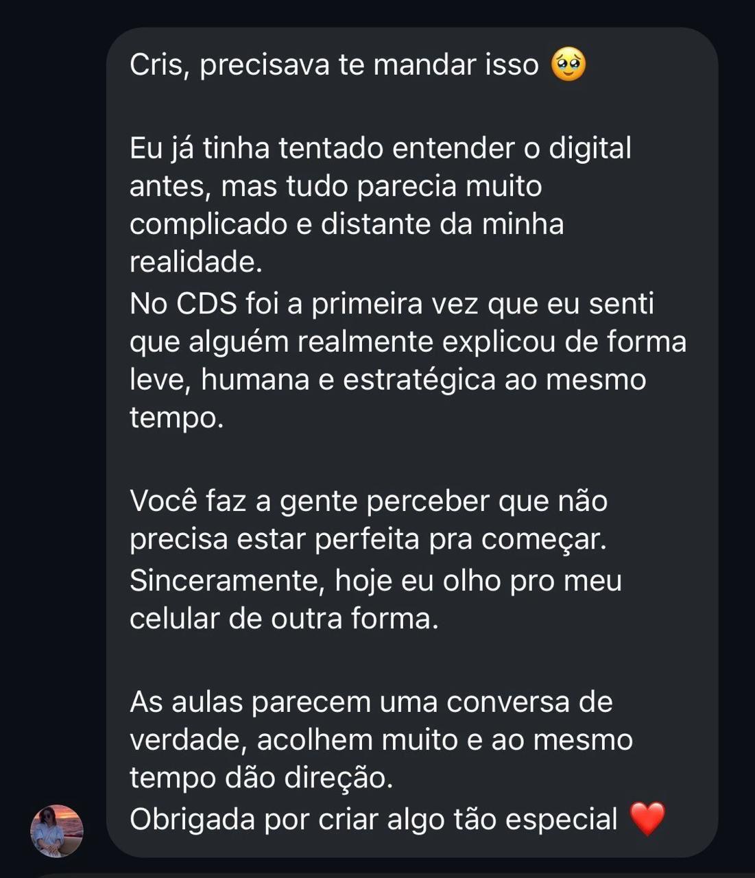 Depoimento de aluna